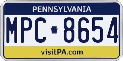 PA license plate MPC8654