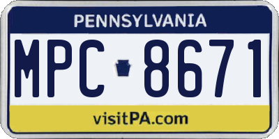 PA license plate MPC8671
