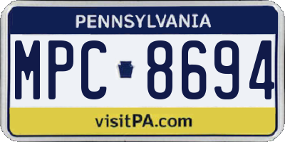PA license plate MPC8694