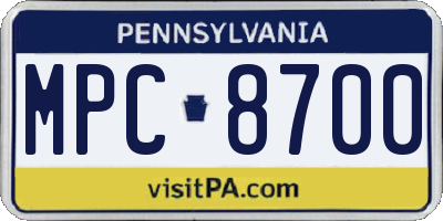 PA license plate MPC8700