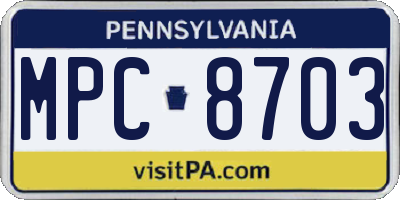 PA license plate MPC8703