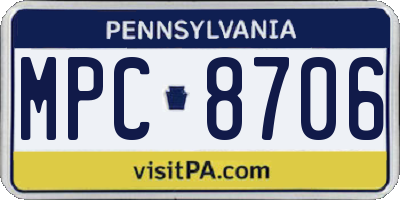 PA license plate MPC8706