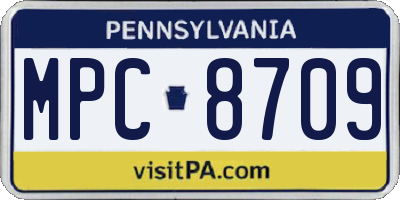 PA license plate MPC8709