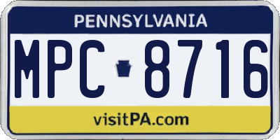 PA license plate MPC8716