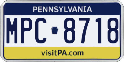 PA license plate MPC8718