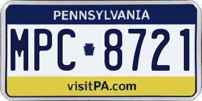 PA license plate MPC8721