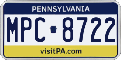 PA license plate MPC8722