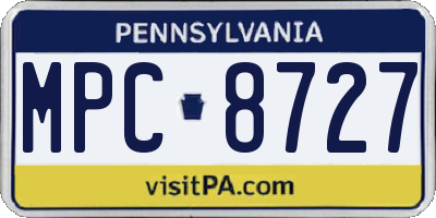 PA license plate MPC8727