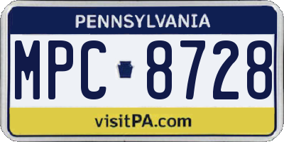 PA license plate MPC8728