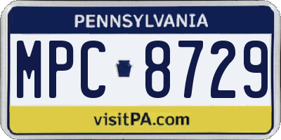 PA license plate MPC8729