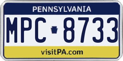 PA license plate MPC8733