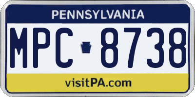 PA license plate MPC8738