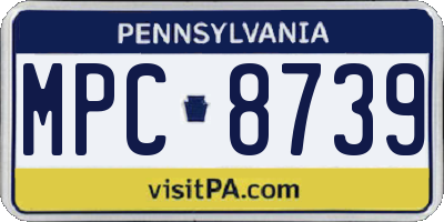 PA license plate MPC8739