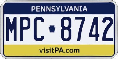 PA license plate MPC8742