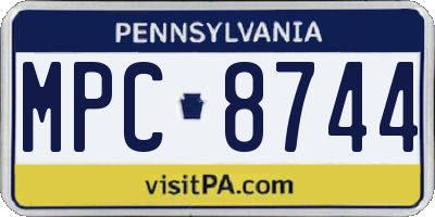 PA license plate MPC8744