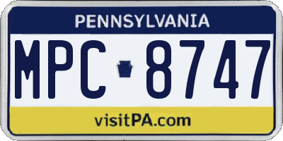 PA license plate MPC8747