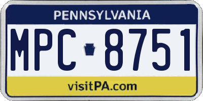 PA license plate MPC8751