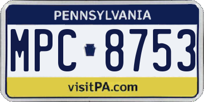 PA license plate MPC8753