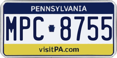 PA license plate MPC8755