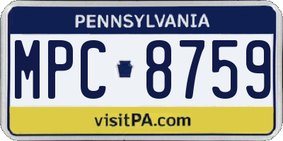 PA license plate MPC8759