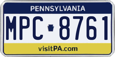 PA license plate MPC8761