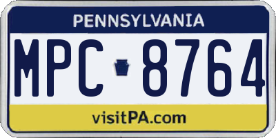 PA license plate MPC8764