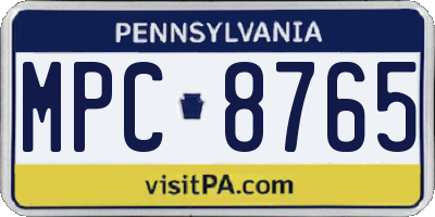 PA license plate MPC8765