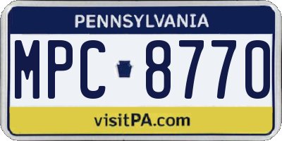 PA license plate MPC8770