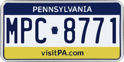 PA license plate MPC8771