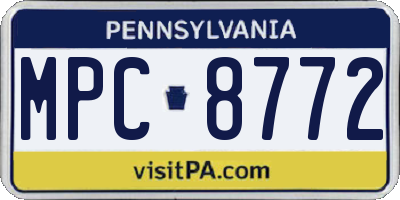PA license plate MPC8772