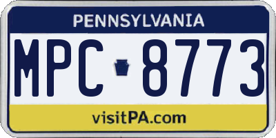 PA license plate MPC8773