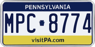 PA license plate MPC8774