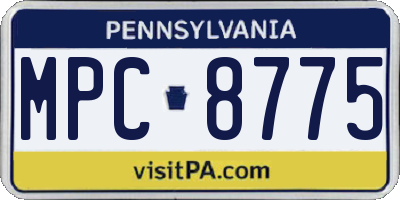 PA license plate MPC8775