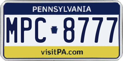 PA license plate MPC8777