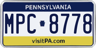 PA license plate MPC8778
