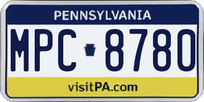 PA license plate MPC8780