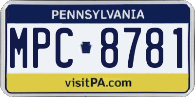 PA license plate MPC8781