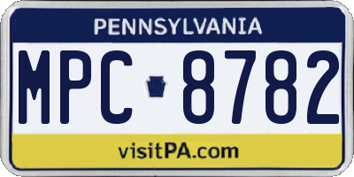 PA license plate MPC8782