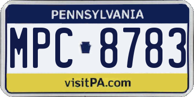 PA license plate MPC8783