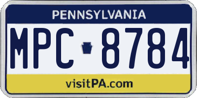 PA license plate MPC8784