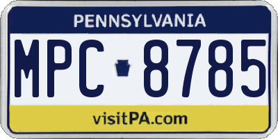 PA license plate MPC8785