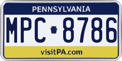 PA license plate MPC8786