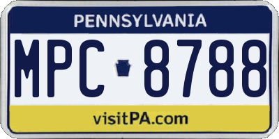 PA license plate MPC8788