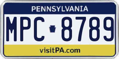 PA license plate MPC8789