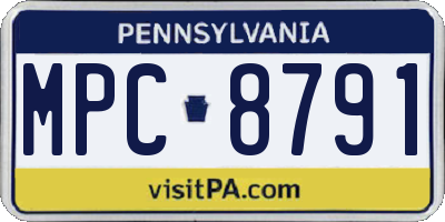 PA license plate MPC8791
