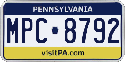 PA license plate MPC8792