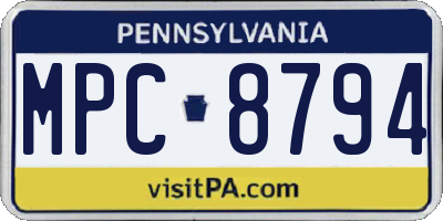 PA license plate MPC8794