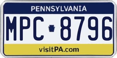 PA license plate MPC8796