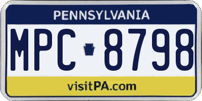 PA license plate MPC8798