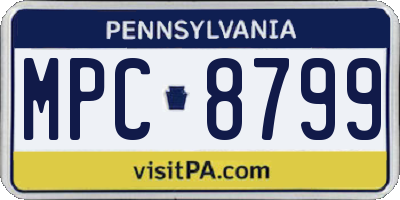PA license plate MPC8799